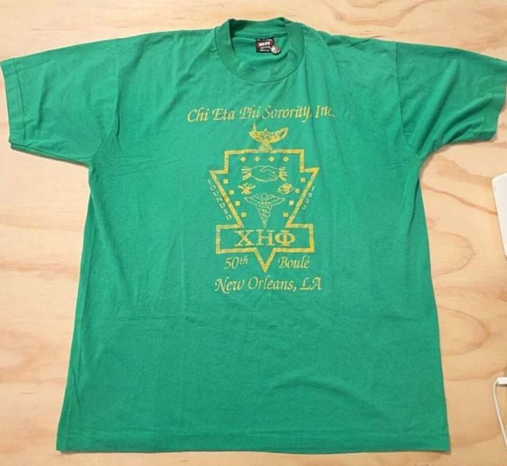 Fruit of the Loom Chi Eta Phi Sorority T-Shirt Size XL Green Vintage